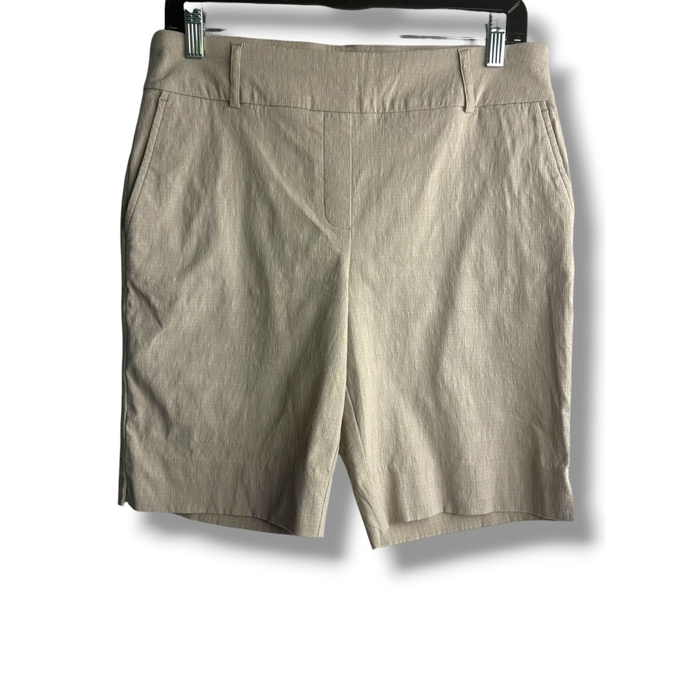 Hilary Radley Bermuda Shorts Womens Medium Beige Textured Pull On D5033-E1127